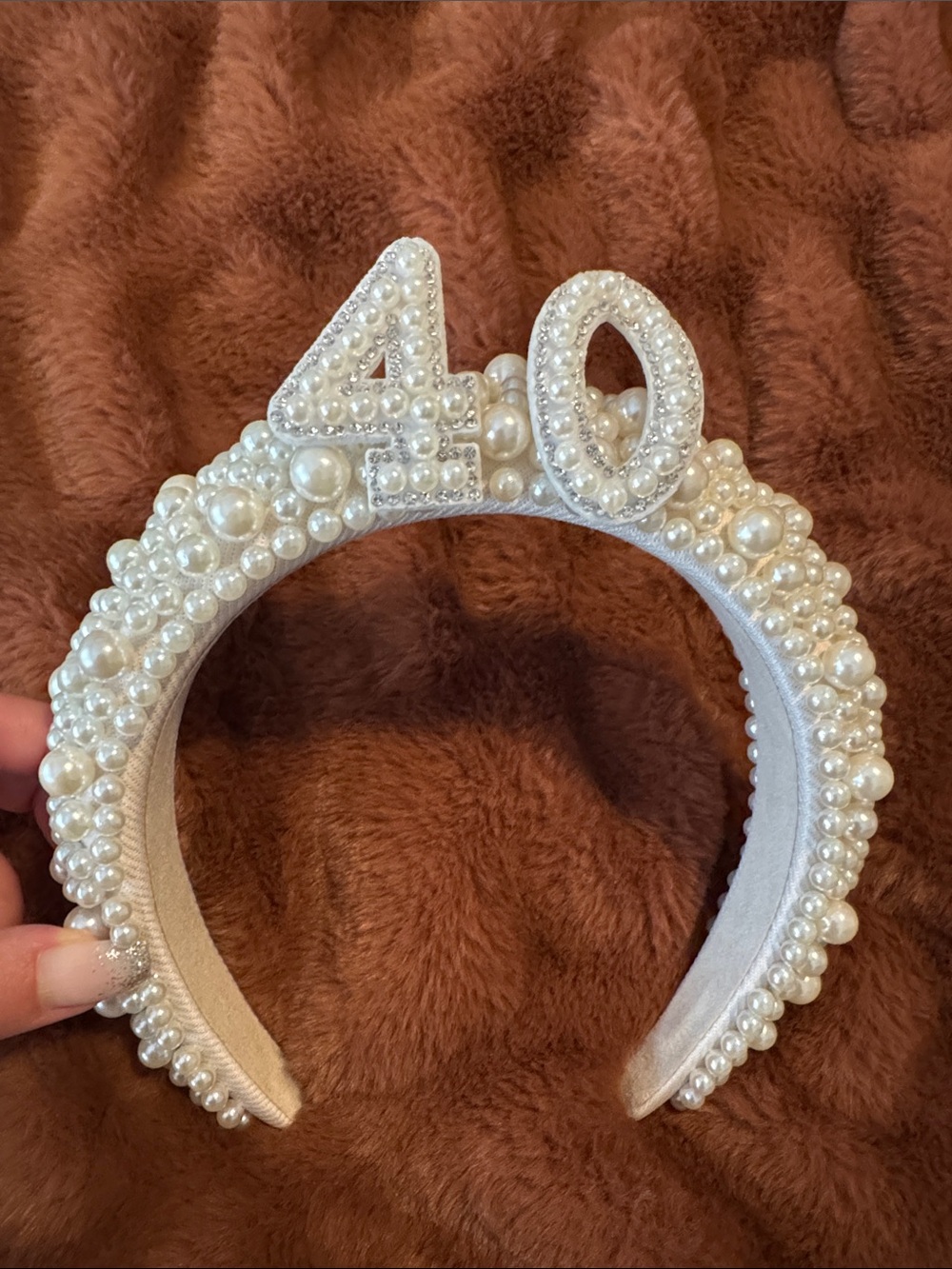 Pearl Embellished - 40 milestone Headband - Ivory Pearl Accent